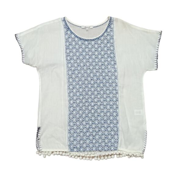 Madewell pom pom fringe Peasant Top - Picture 1 of 4